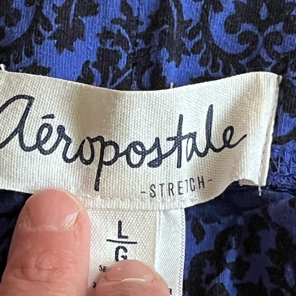 Aeropostale blue and black, damask leggings, size large like new - Picture 5 of 6